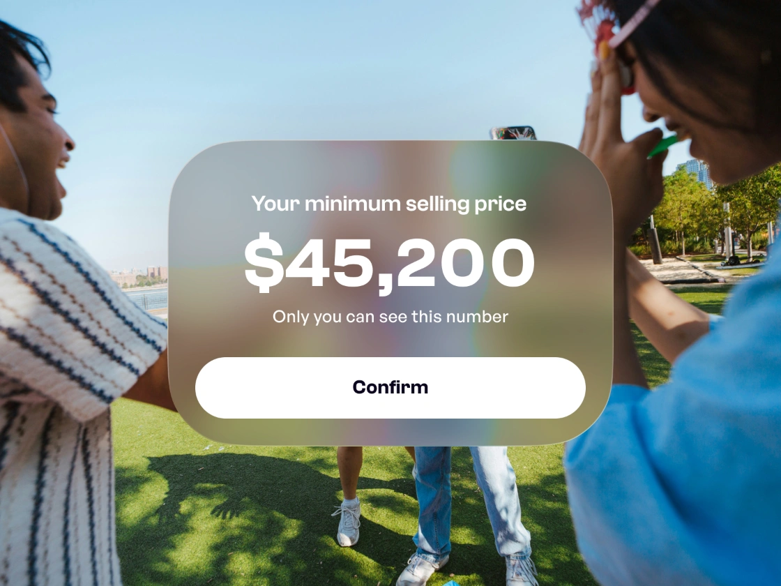 Tarjeta de confirmación del precio mínimo de venta